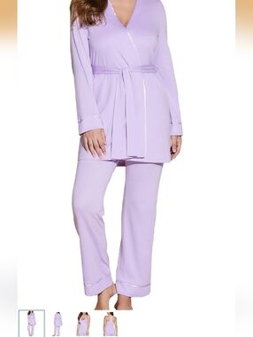 NWT Cosabella  Bella Racer Cami Pant Robe Set Icy Violet Size Large
